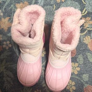 Land’s End Pink Winter Boots with Faux Fur Lining